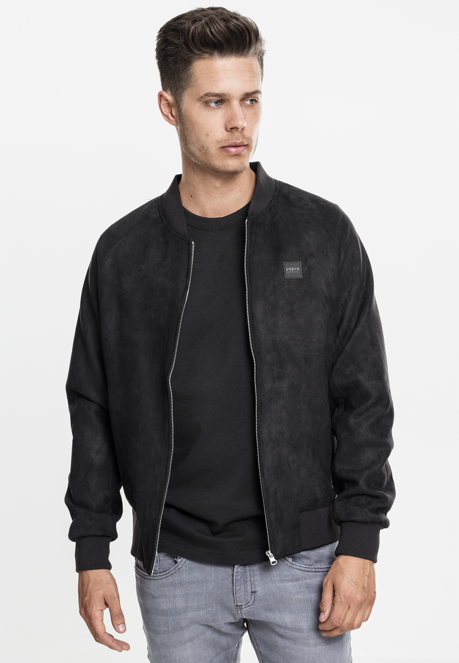 Urban Classics Imitation Suede Raglan Bomber Jacket black GLAMI.sk