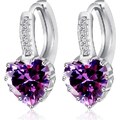 IZMAEL Náušnice Silver Heart Fialová KP1780