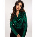 ITALY MODA Tmavozelená dámska elegantná lesklá blúzka DHJ-BZ-15268.30-dark green