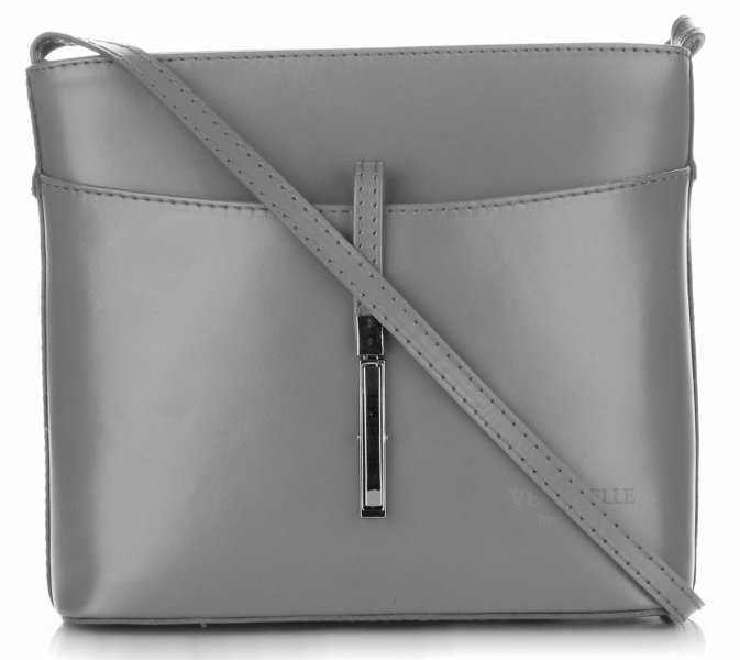 Kožené kabelka listonoška Vera Pelle svetlo šedá 3191