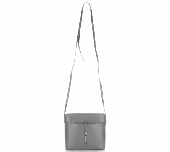 Kožené kabelka listonoška Vera Pelle svetlo šedá 3191