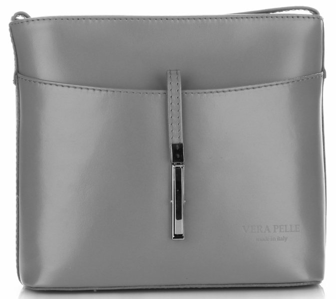 Kožené kabelka listonoška Vera Pelle svetlo šedá 3191