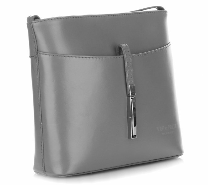 Kožené kabelka listonoška Vera Pelle svetlo šedá 3191