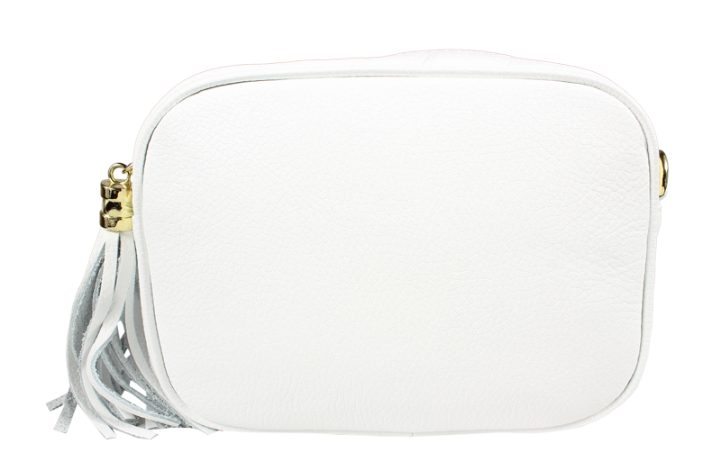 Biela kožená talianska crossbody kabelka Bala Bianca s prídavným pruhom II NovaKabelka.sk