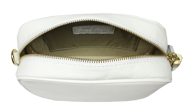 Biela kožená talianska crossbody kabelka Bala Bianca s prídavným pruhom II NovaKabelka.sk