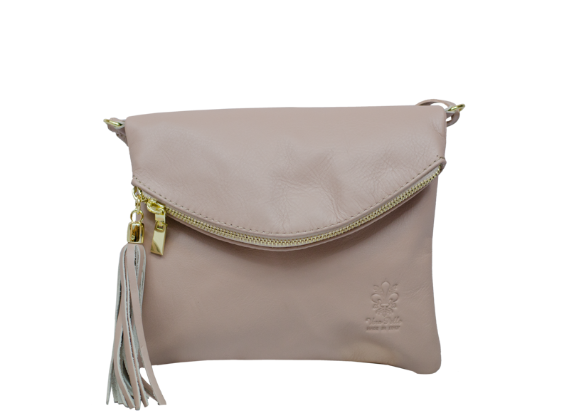 Ružová kožená talianska crossbody kabelka Tina Rosa Vecchio NovaKabelka.sk