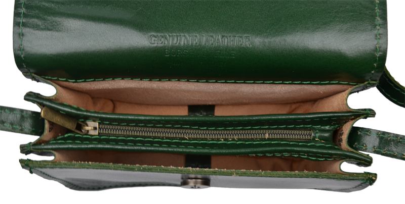 Zelená kožená talianska crossbody kabelka Lona Verde Scura NovaKabelka.sk