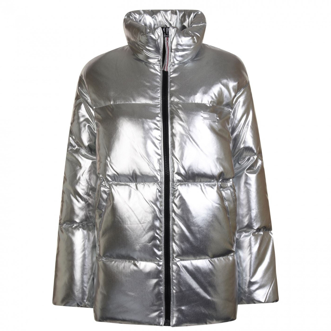 tommy hilfiger silver puffer coat