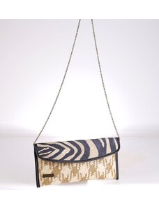 Listová kabelka cez rameno Kbas z palmovej slamy s potlačou zebra