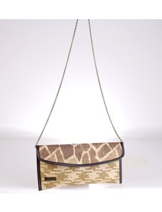 Listová kabelka cez rameno Kbas z palmovej slamy s potlačou žirafa