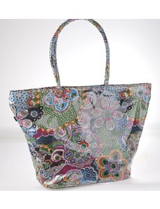 Plátená taška z nepremokavého materiálu Kbas s kvetinovým vzorom modrá