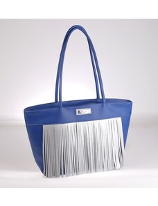 Elegantná kabelka z PVC Kbas so strapcami modrá