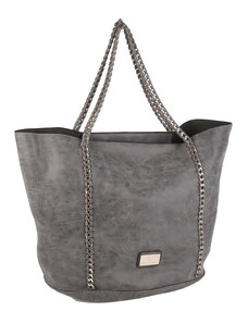 Elegantná kabelka z eko kože Kbas s retiazkovými popruhmi sivá