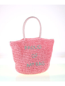 Dámska taška zo syntetickej rafie Kbas s nápisom ružová
