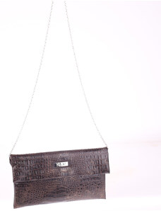 Listová kabelka z PVC Kbas cez rameno s krokodílím vzorom hnedá 085646M