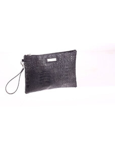 Listová kabelka z PVC Kbas na zips s krokodílím vzorom čierna 085647N
