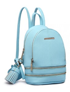 Konofactory Modrý mini kožený batoh s príveskom „Minimal“