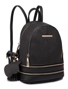 Konofactory Čierny mini kožený batoh s príveskom „Minimal“
