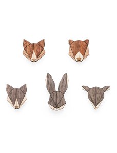 BeWooden Animal Brooches Set