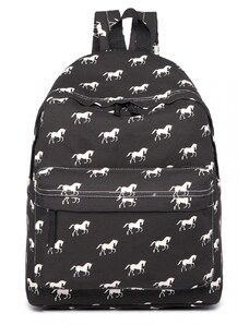 Konofactory Čierny vzorovaný ruksak do školy „Horses“