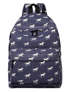 Konofactory Modrý vzorovaný ruksak do školy „Horses“
