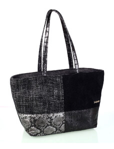 Dámska kabelka Kbas so vzorom patchwork šedá