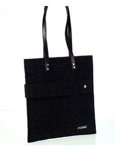 Dámska kabelka z plste Kbas s dekoračným pásom čierna