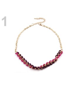Stoklasa Kovový náhrdelník proplétaný (1 ks) - 1 růžová malinová