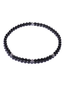 Lavaliere Dámsky náhrdelník choker – čierny matný & lesklý achát, disko guľa