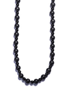 Lavaliere Pánsky korálikový náhrdelník – čierny matný & lesklý achát