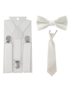 Amparo Miranda Detský set motýlik, kravata a traky - biely