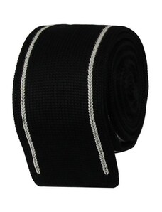 Quentino Čierna pletená kravata s bielymi pruhmi