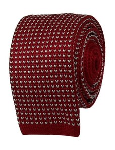Quentino Červená pletená kravata s bielym vzorem