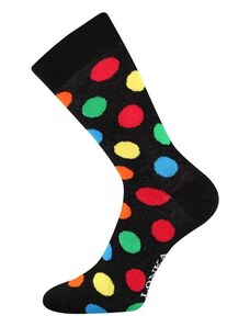 Lonka Čierne pánské ponožky s barevnými bodkami