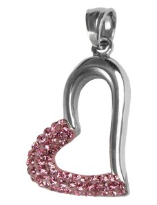 BEMI Design Dámsky prívesok srdce so zirkónmi pink z chirurgickej ocele S62100