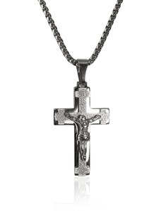 BEMI Design Náhrdelník kríž s Ježišom z chirurgickej ocele S214150