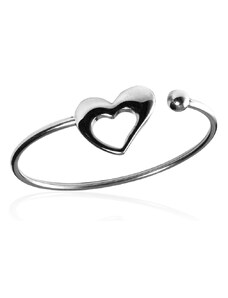 BM Jewellery Dámsky otvorený náramok srdce z chirurgickej ocele S244050