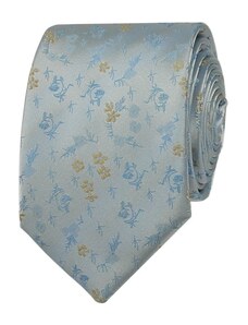 Quentino Svetle modrá pánská kravata se žltými květinkami