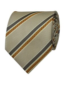 Quentino Svetle hnedá pánská kravata s oranžovo šedými pruhmi