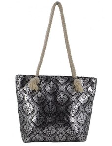 FabEngland Plážová taška Ornament Beach - čierna / strieborná stříbrná