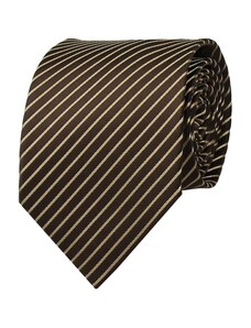 Quentino Tmavo hnedá pánská kravata s béžovými pruhmi