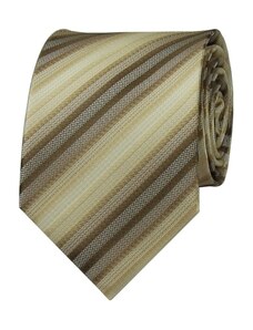 Quentino Béžovo hnedá pánská kravata s pruhmi