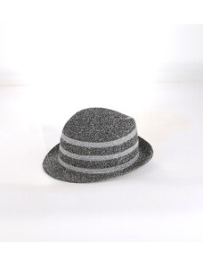 Slamený klobúk Kbas s prúžkami sivý