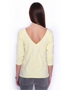 OXYD Žlté dámske tričko s perlami OX2899