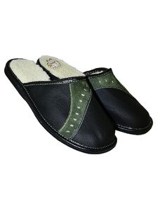 JOHN-C Pánske čierno-zelené papuče TIBOR