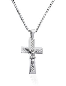 BM Jewellery Pánsky náhrdelník Ježiš na kríži z chirurgickej ocele S496150