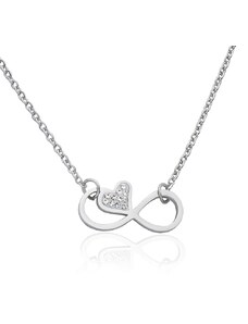 BM Jewellery Dámsky náhrdelník nekonečno so srdcom a zirkónmi Valentín S537060