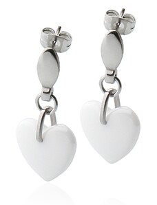 BM Jewellery Náušnice visiace keramické srdce Valentín S527080