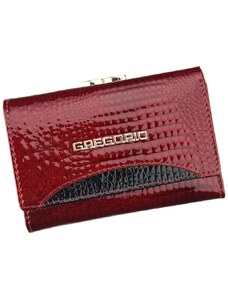 Gregorio červená menšia dámska kožená peňaženka RFID v darčekovej krabičke