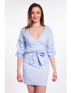 Parallel Lines modré šaty s nariaseným rukávom